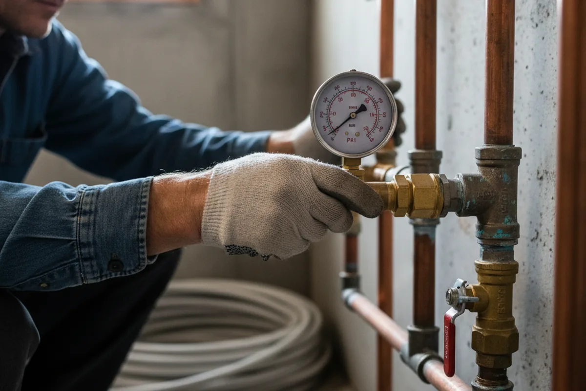 Pressure testing a repaired line during Water Line Repair in Onset