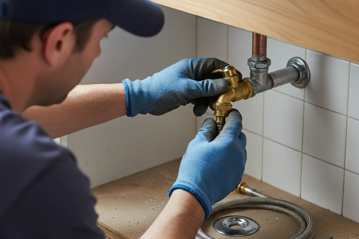 Shutoff valve and fitting work during Emergency Plumbing in Onset